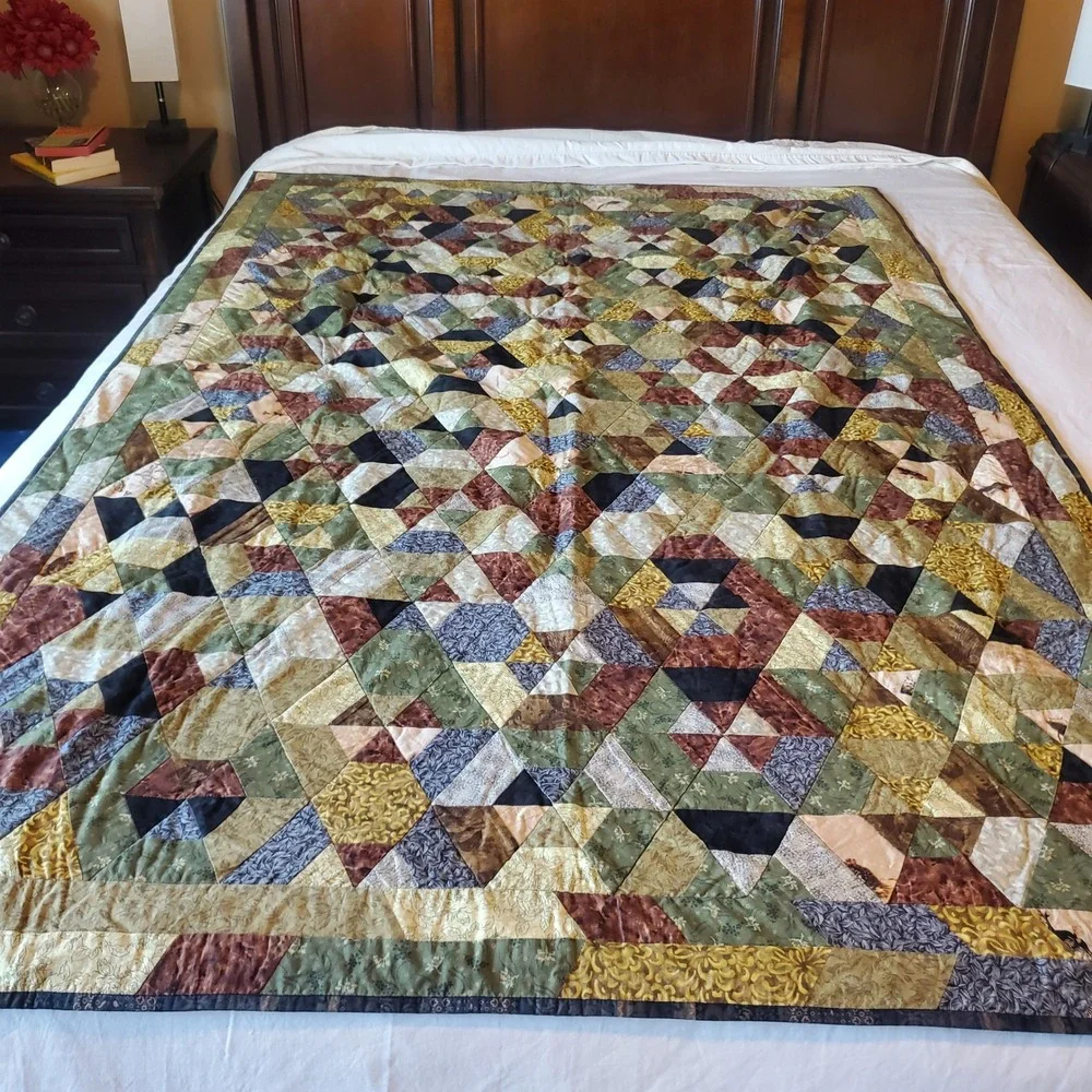 Handmade Reversible Patchwork Quilt Australian Wildlife Koala Emu Earth Tones